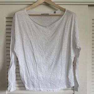 Vince Large Women's White Long Sleeve Scoop Neck Tee